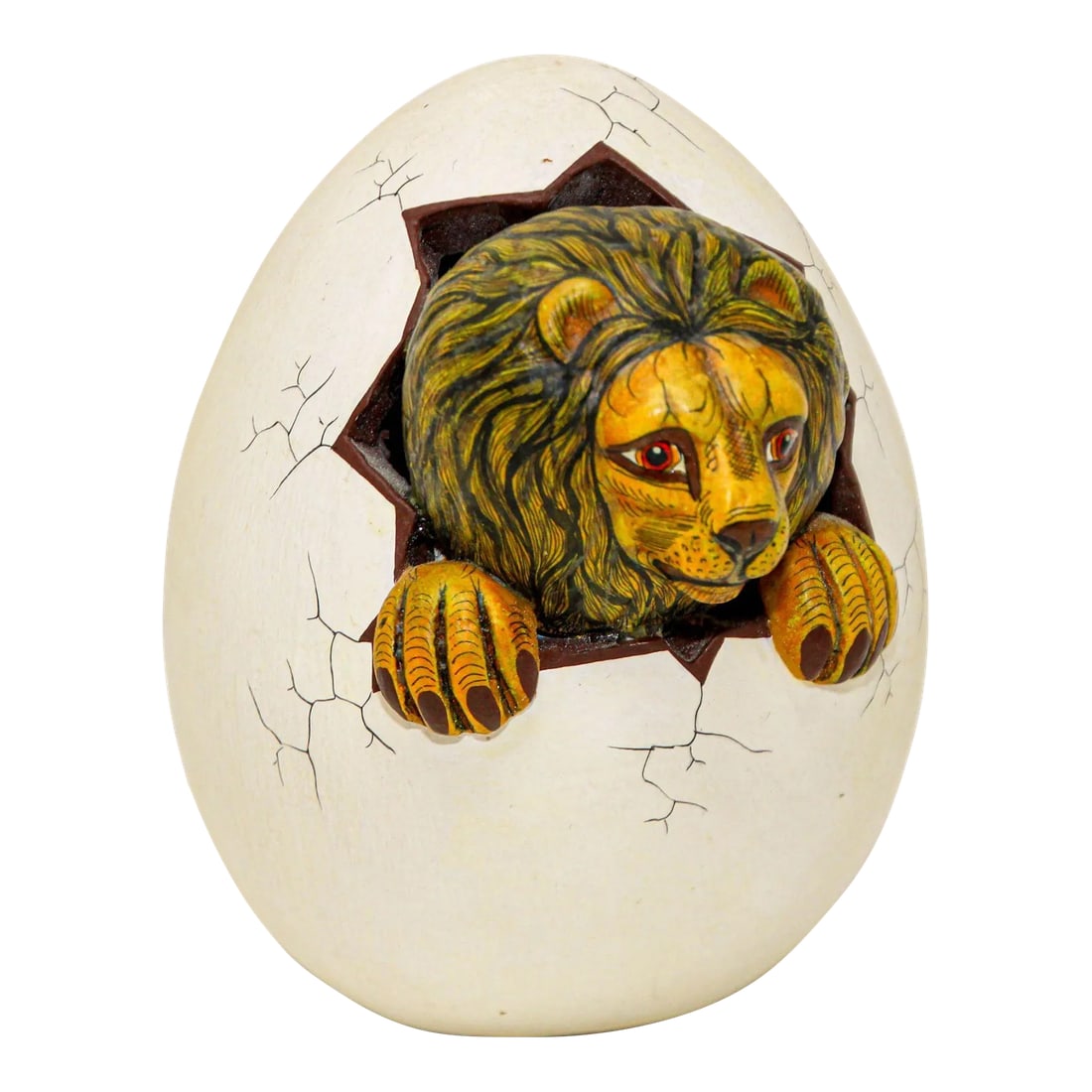 Ceramic Art Sculpture Lion in Egg Hatching Mexico (1 of 13)