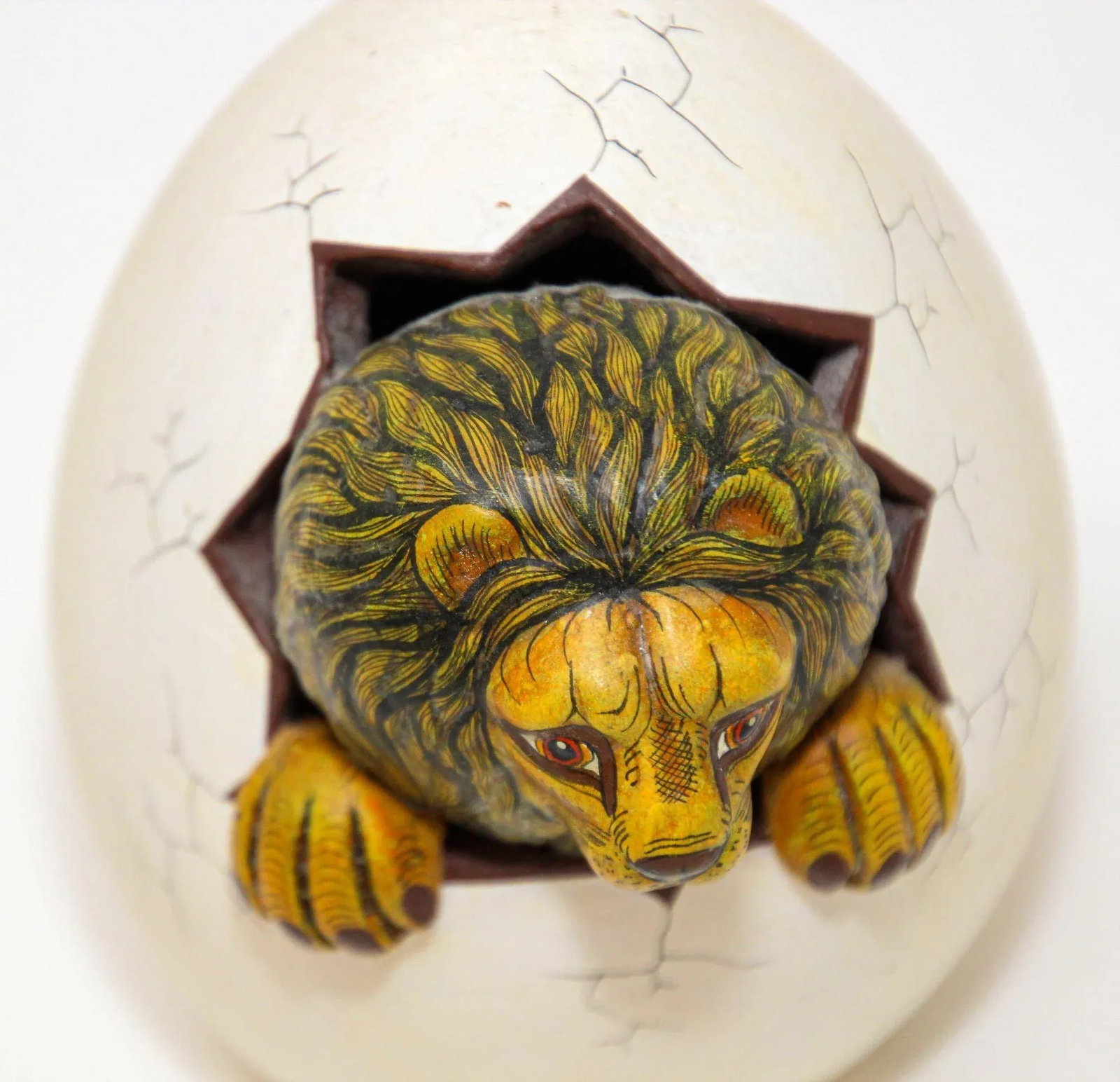 Ceramic Art Sculpture Lion in Egg Hatching Mexico - 5