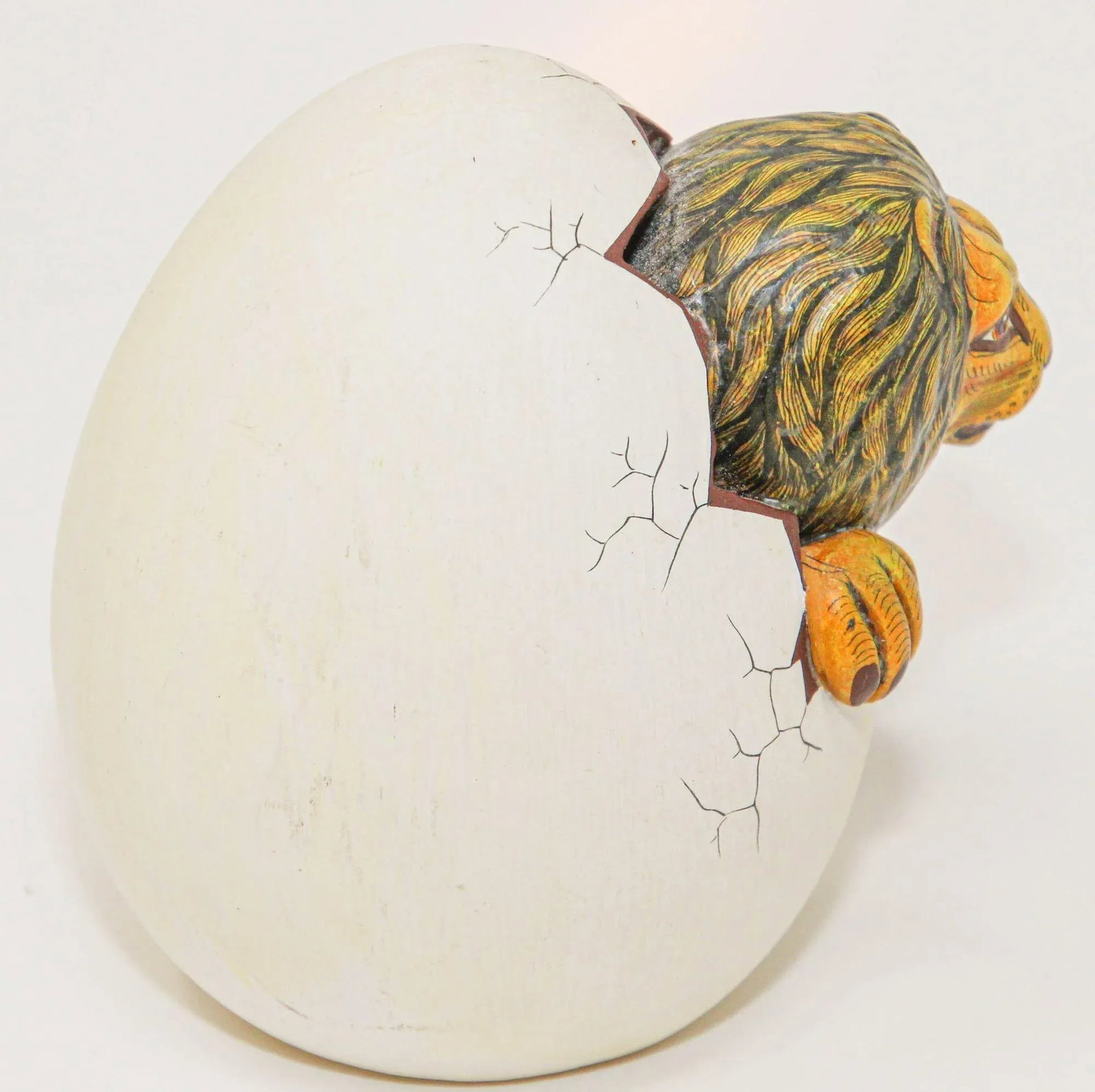 Ceramic Art Sculpture Lion in Egg Hatching Mexico - 6