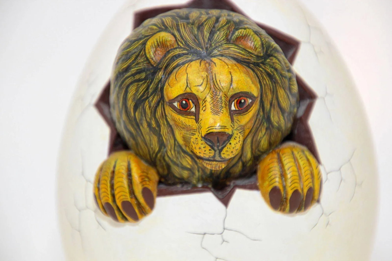 Ceramic Art Sculpture Lion in Egg Hatching Mexico - 9