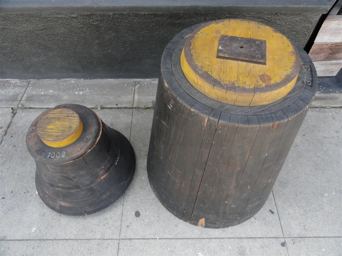 Three-Piece Industrial Wooden Gear Mold - Portland Rock Crusher, Sculptural Statement Object - 6