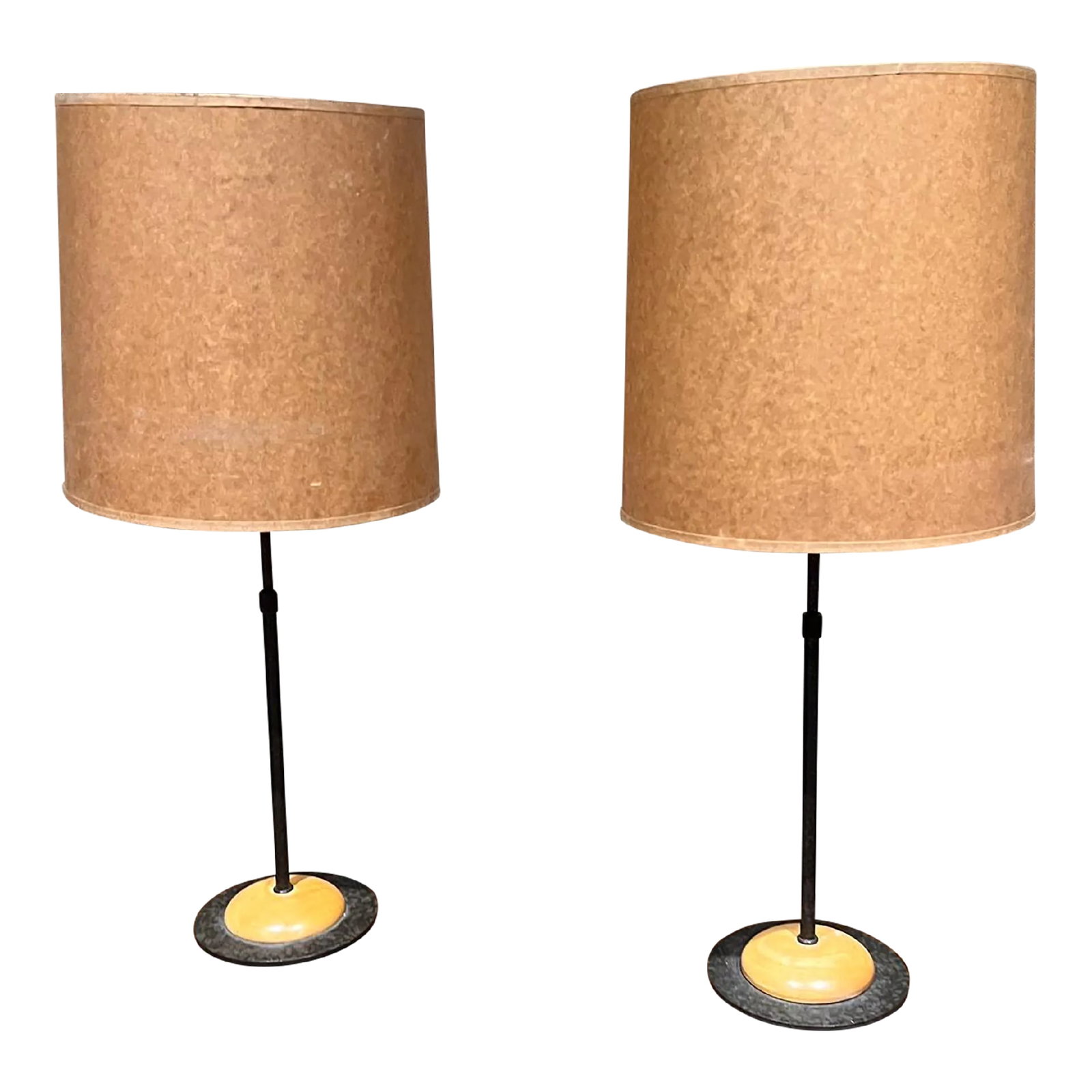 1950s Modern Sputnik Atomic Table Lamp Pair: AMBIANIC presents 1950s Mid-Century Modern Sputnik Atomic Table Lamp Pair 15 h at shortest 23.25 at tallest to socket x 6.5 diameter Original preowned condition unrestored. No shades are included. Ref