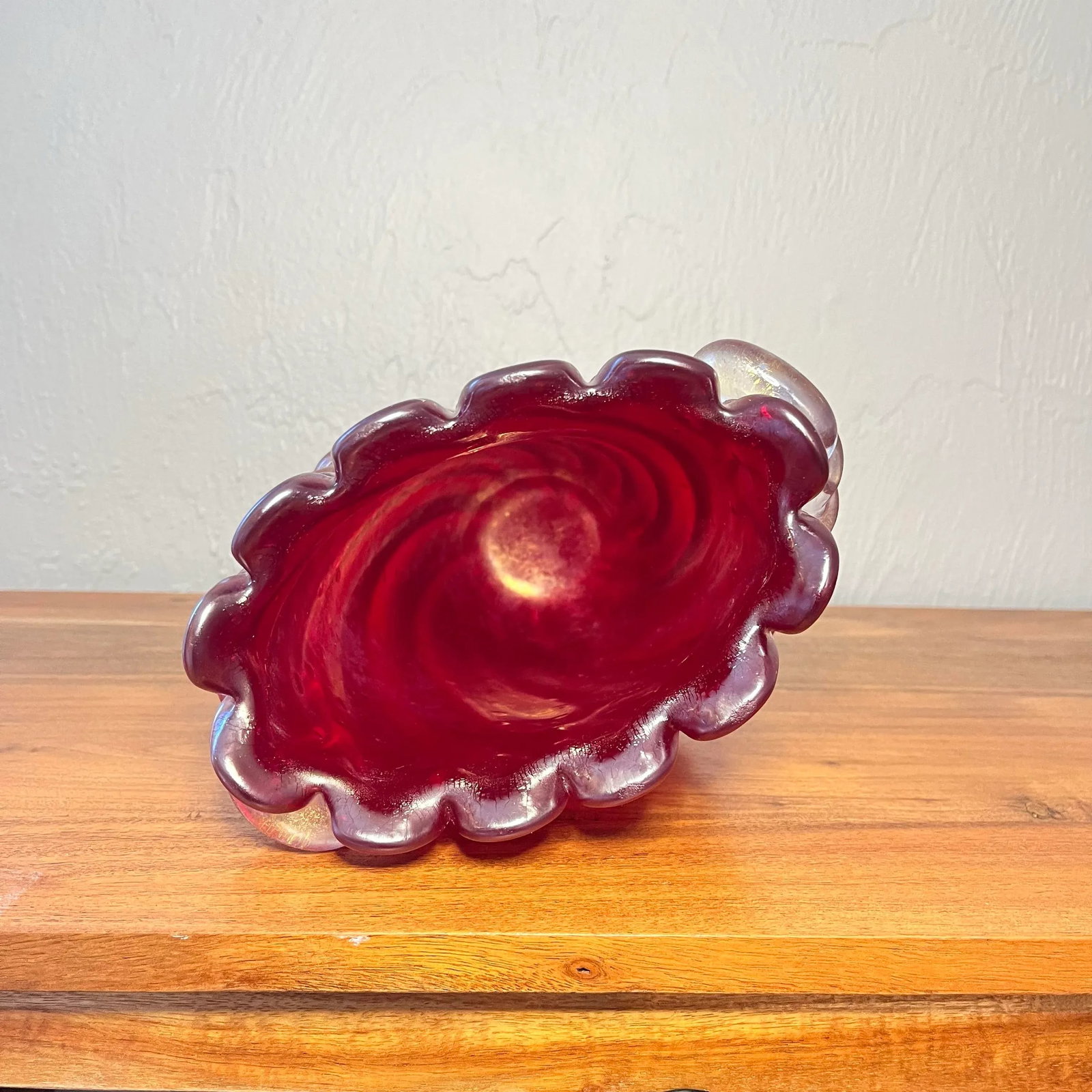 Mid 20th Century Murano-Ercole Barovier Bullicante Ruby Vase, Unmarked - 3