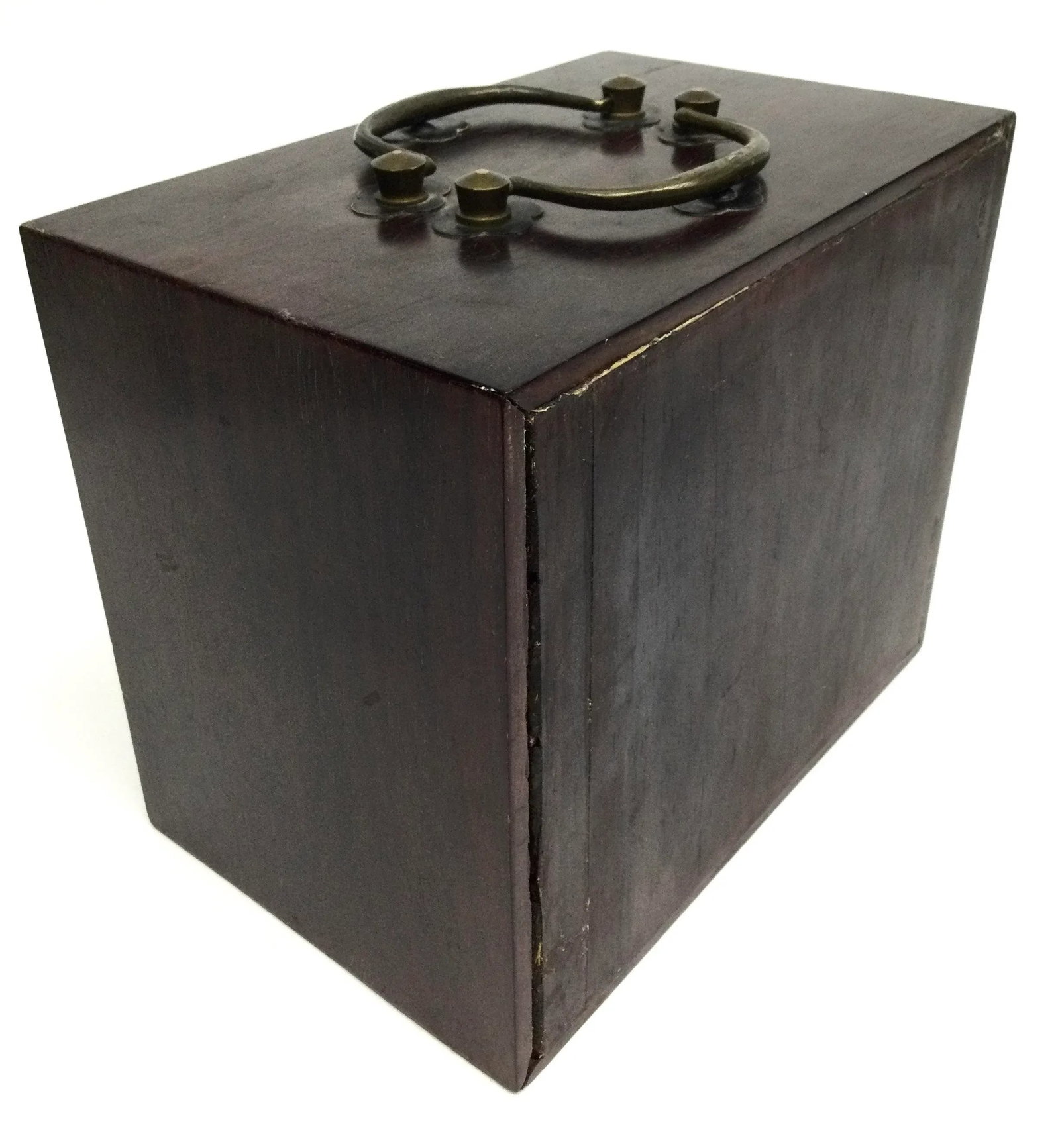 Antique Asian Rosewood Brass Locking Moneybox - 6