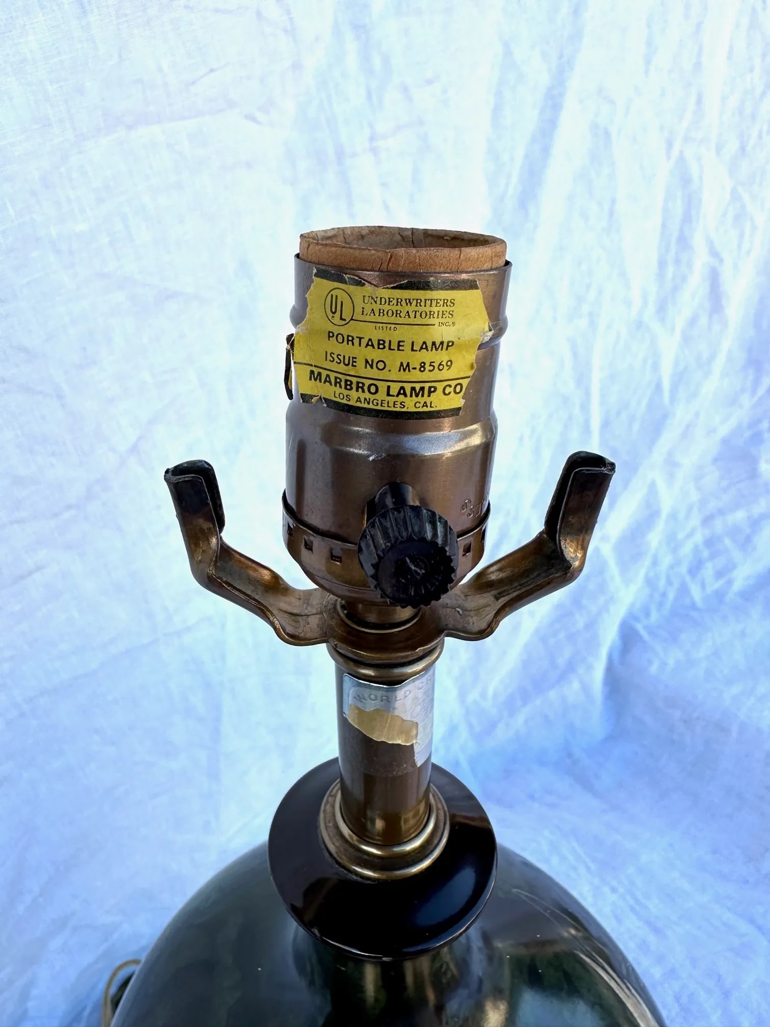 Vintage Marbro Lamp Co Japanese Mixed Metal Table Lamp - 11