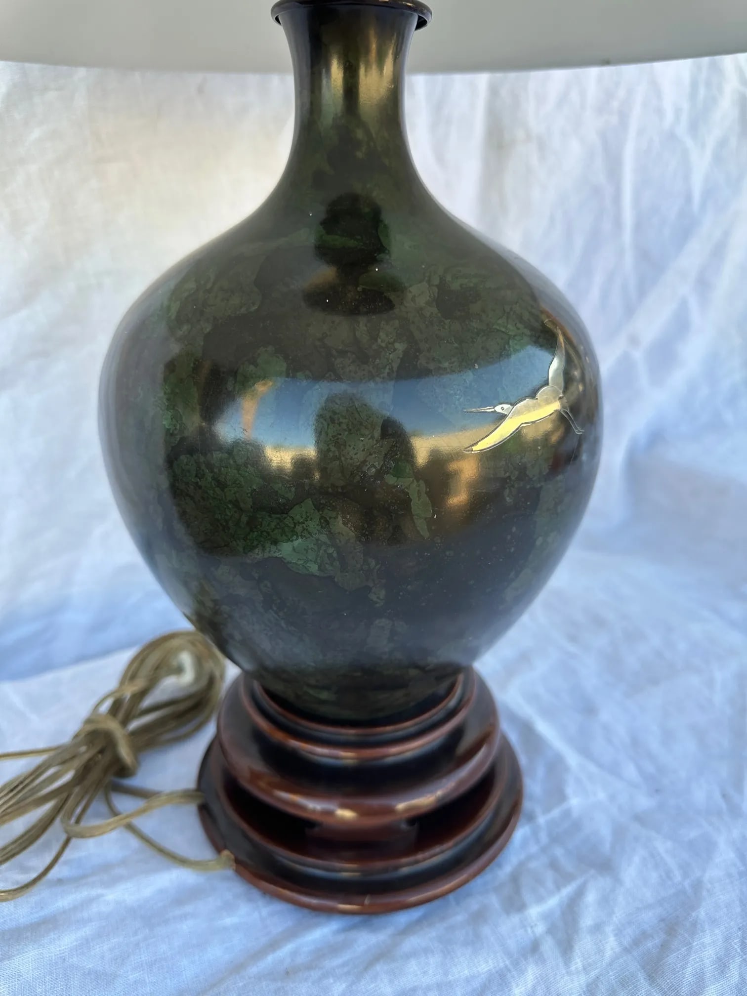 Vintage Marbro Lamp Co Japanese Mixed Metal Table Lamp - 4