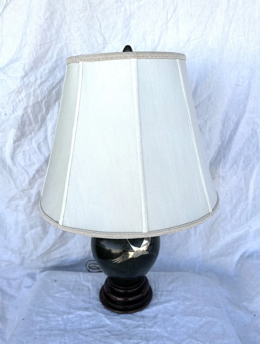 Vintage Marbro Lamp Co Japanese Mixed Metal Table Lamp - 8