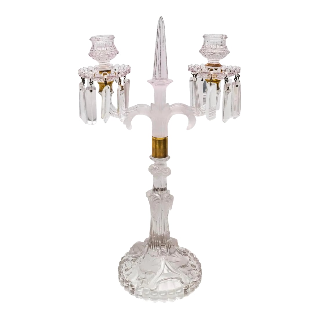 Vintage French Dual Armed Glass Crystal Candelabra (1 of 4)