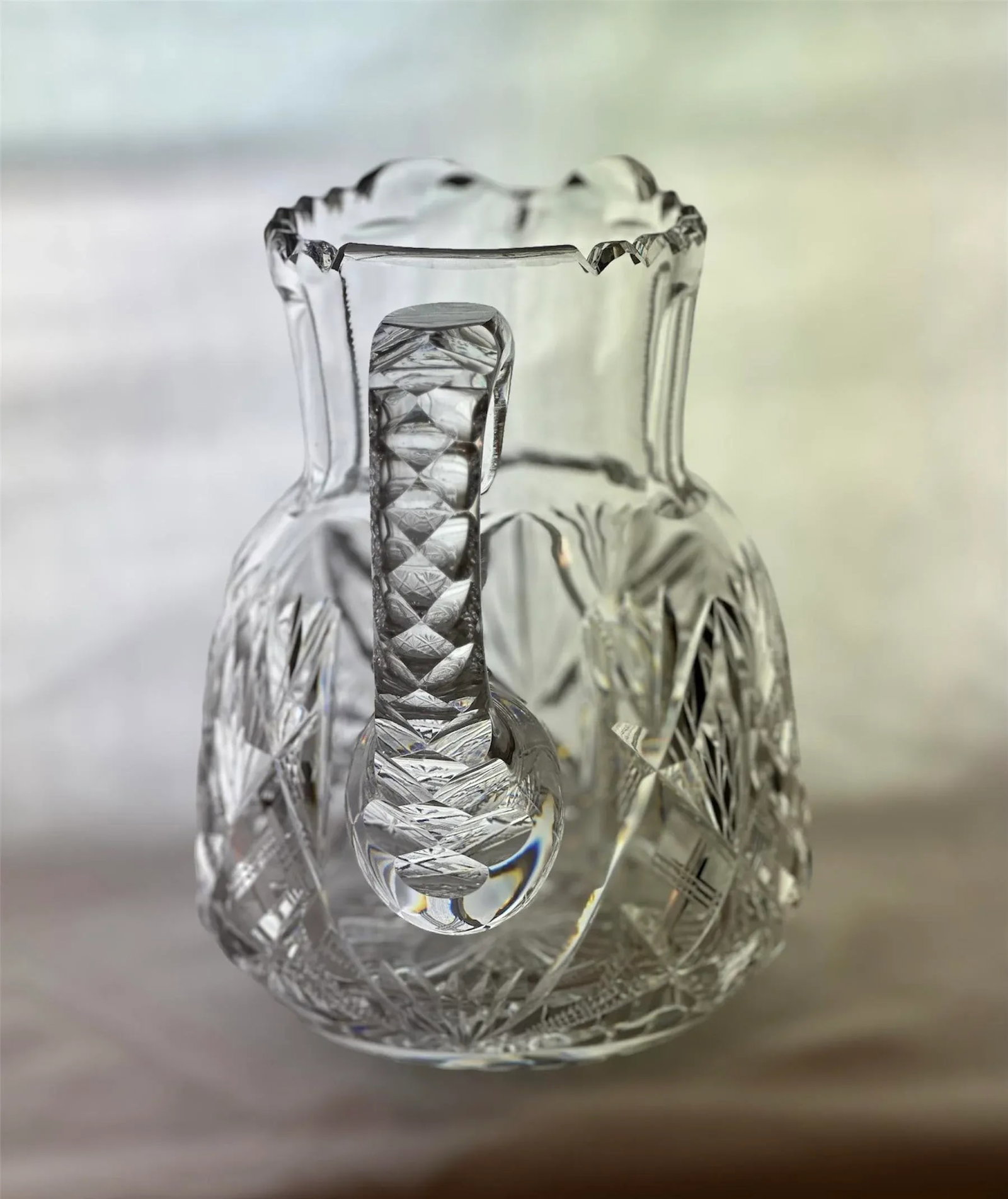 Antique Libbey With Hawkes American Brilliant Period Crystal Pitcher Tumbler Glassware Set of 9 - 5