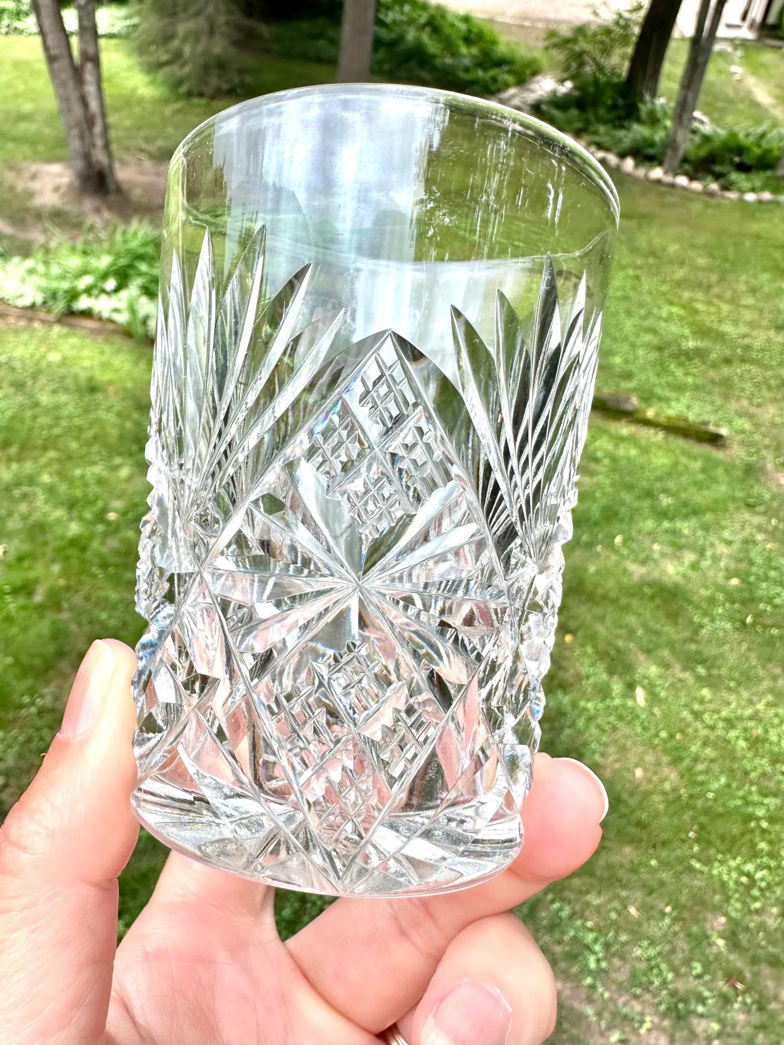 Antique Libbey With Hawkes American Brilliant Period Crystal Pitcher Tumbler Glassware Set of 9 - 7