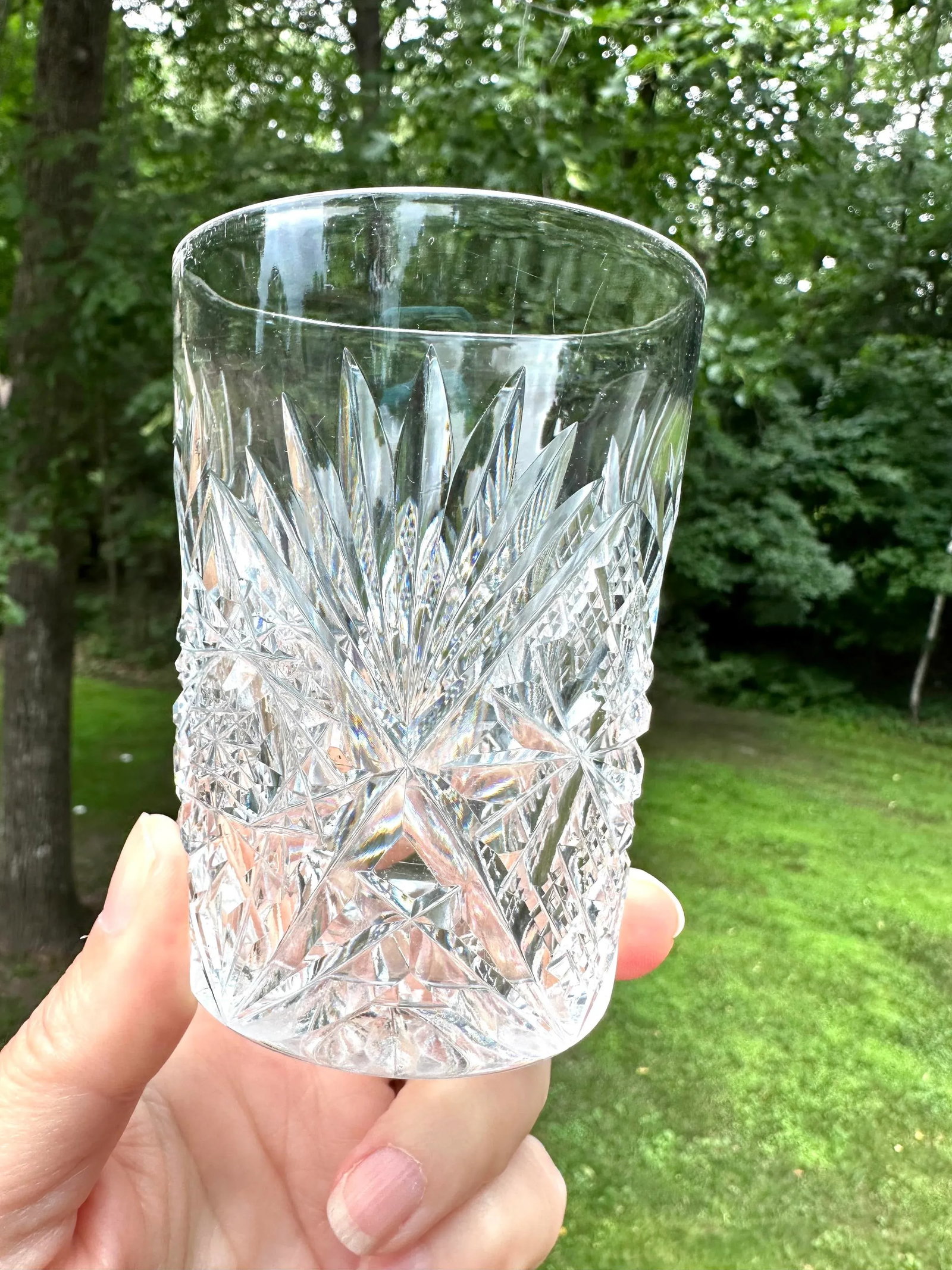 Antique Libbey With Hawkes American Brilliant Period Crystal Pitcher Tumbler Glassware Set of 9 - 9