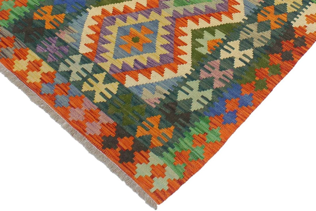 1990s Tribal Kilim Blue Rust Wool Rug - 2'7" X 4'0" - 3