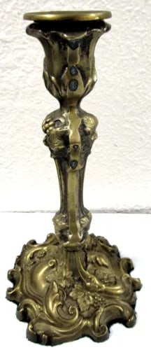 Pair of 1940s French Rococo Revival Style Brass Over Bronze Dore Candlesticks - 2