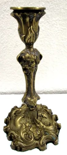 Pair of 1940s French Rococo Revival Style Brass Over Bronze Dore Candlesticks - 3