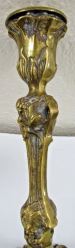 Pair of 1940s French Rococo Revival Style Brass Over Bronze Dore Candlesticks - 4