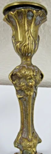 Pair of 1940s French Rococo Revival Style Brass Over Bronze Dore Candlesticks - 5