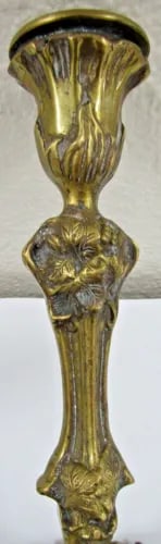 Pair of 1940s French Rococo Revival Style Brass Over Bronze Dore Candlesticks - 6