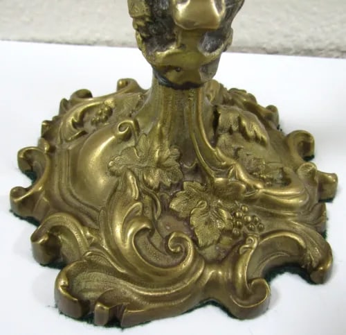 Pair of 1940s French Rococo Revival Style Brass Over Bronze Dore Candlesticks - 7