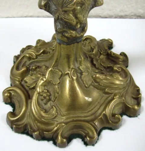 Pair of 1940s French Rococo Revival Style Brass Over Bronze Dore Candlesticks - 8