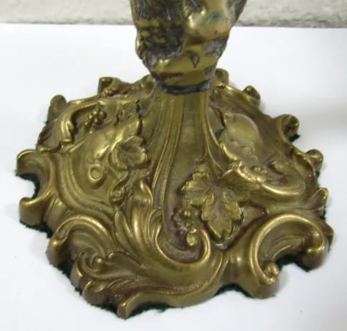 Pair of 1940s French Rococo Revival Style Brass Over Bronze Dore Candlesticks - 9