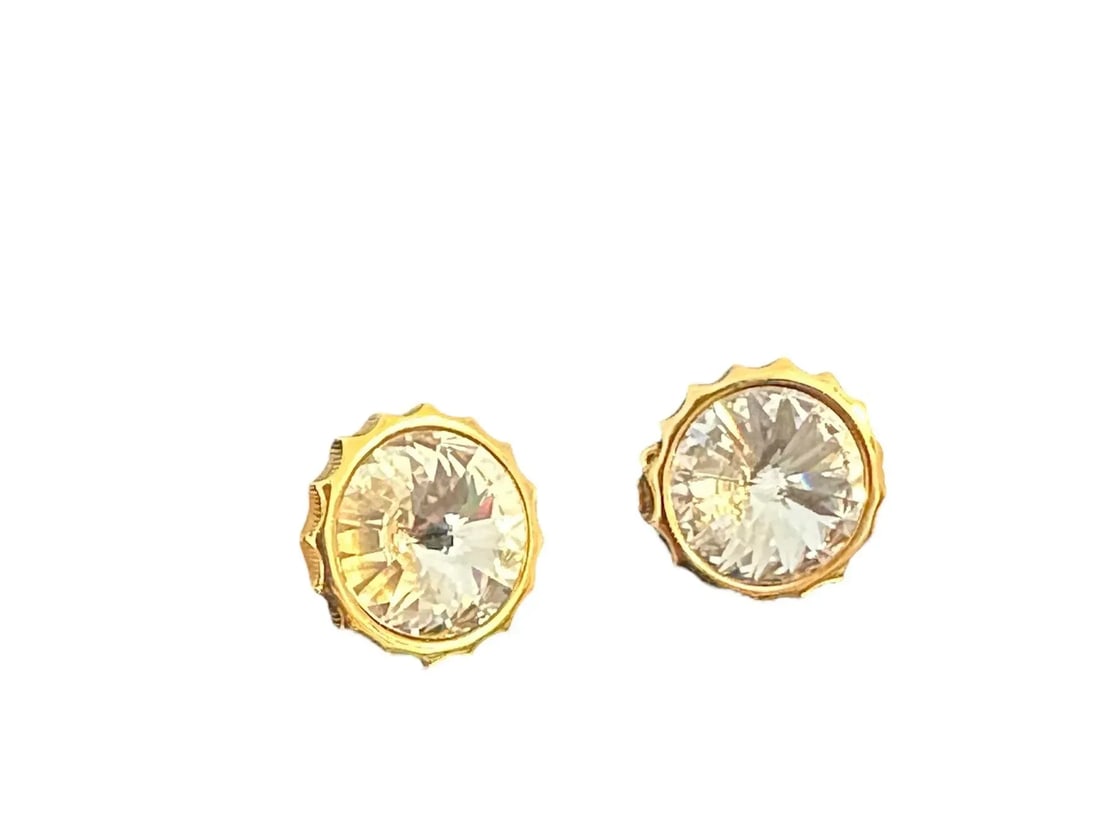 Late 20th Century Swarovski Austrian Crystal Clip on Button Round Earrings - 2 Pieces - 9