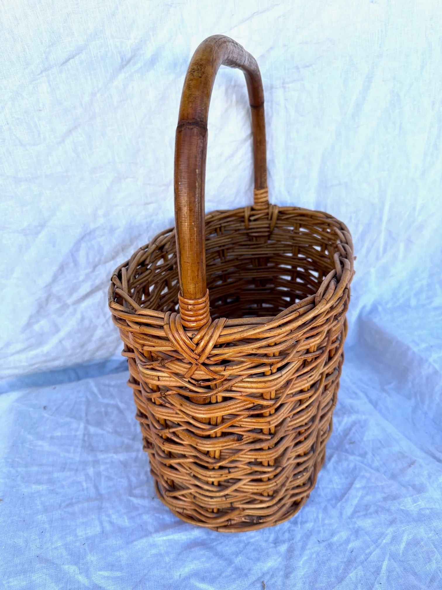 Rustic European Woven Wicker/Rattan Basket - 2