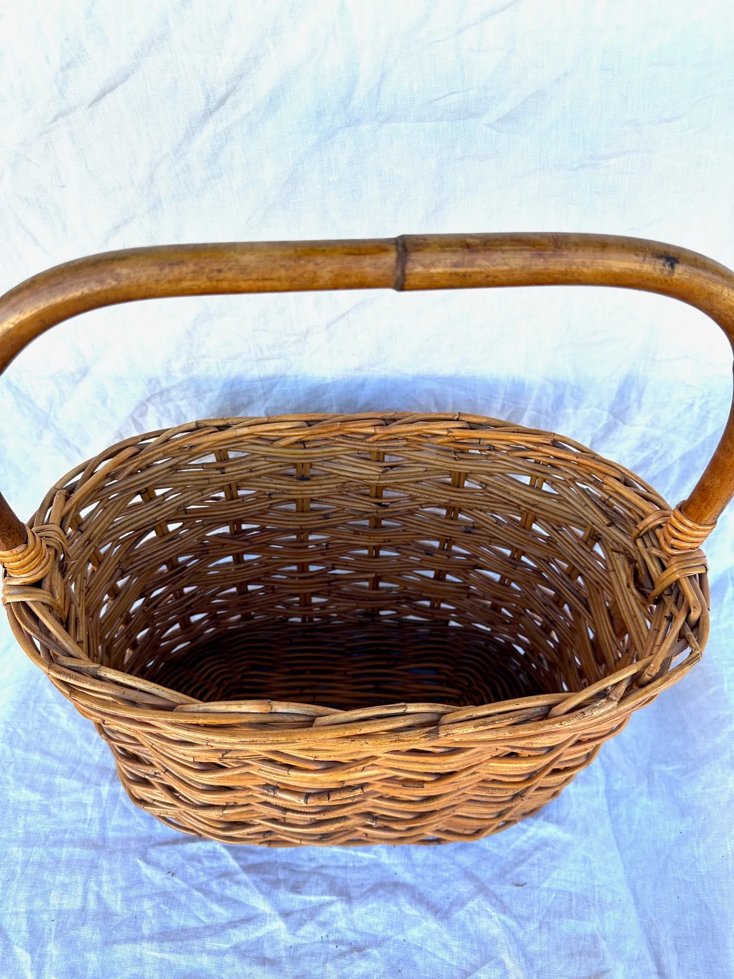 Rustic European Woven Wicker/Rattan Basket - 3