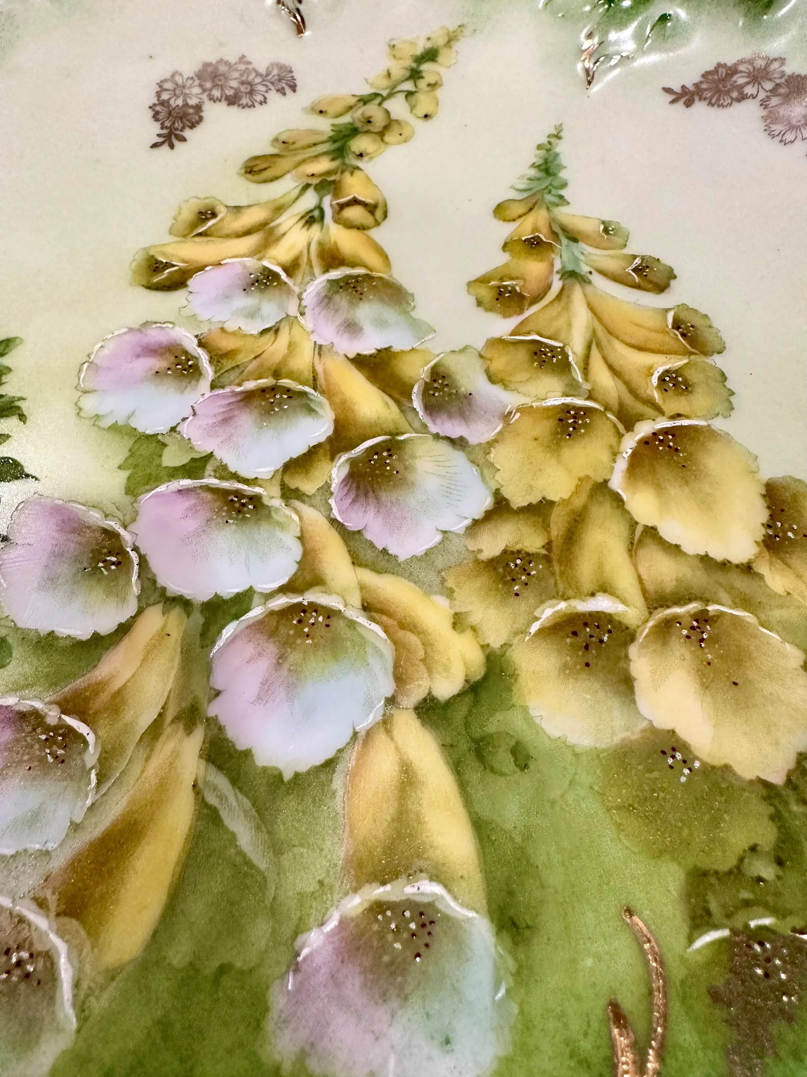 Antique Hand Painted German Porcelain Large Cabinet Plate Floral Reticulated Handles - 7
