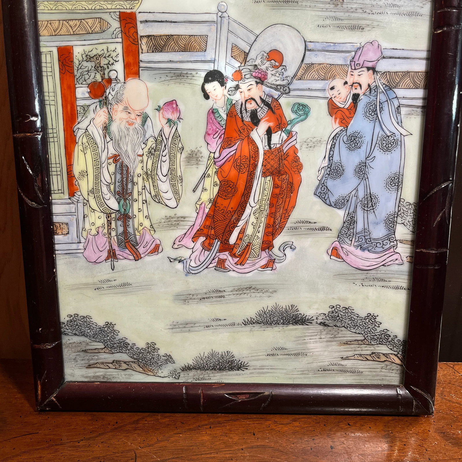 Mid 20th Century Chinese Famille Rose Porcelain Wall Plaque - 4