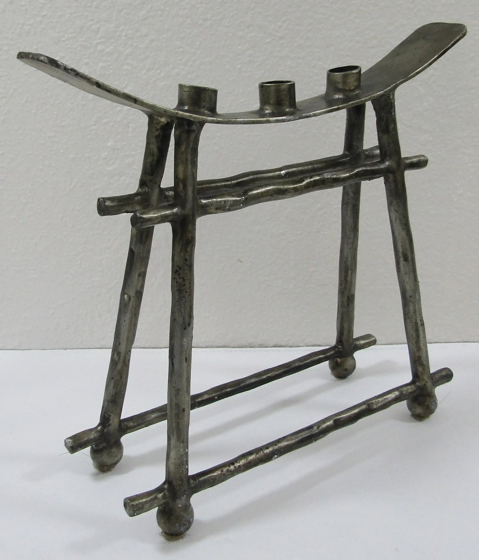 Matched Pair of Vintage Iron Camel Saddle Three Candle Holder Stands - 2