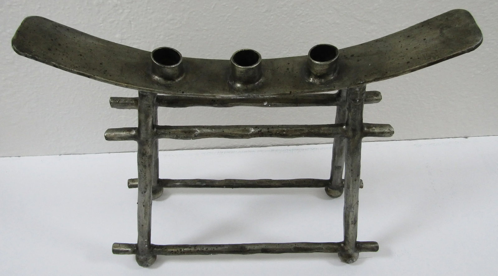 Matched Pair of Vintage Iron Camel Saddle Three Candle Holder Stands - 6