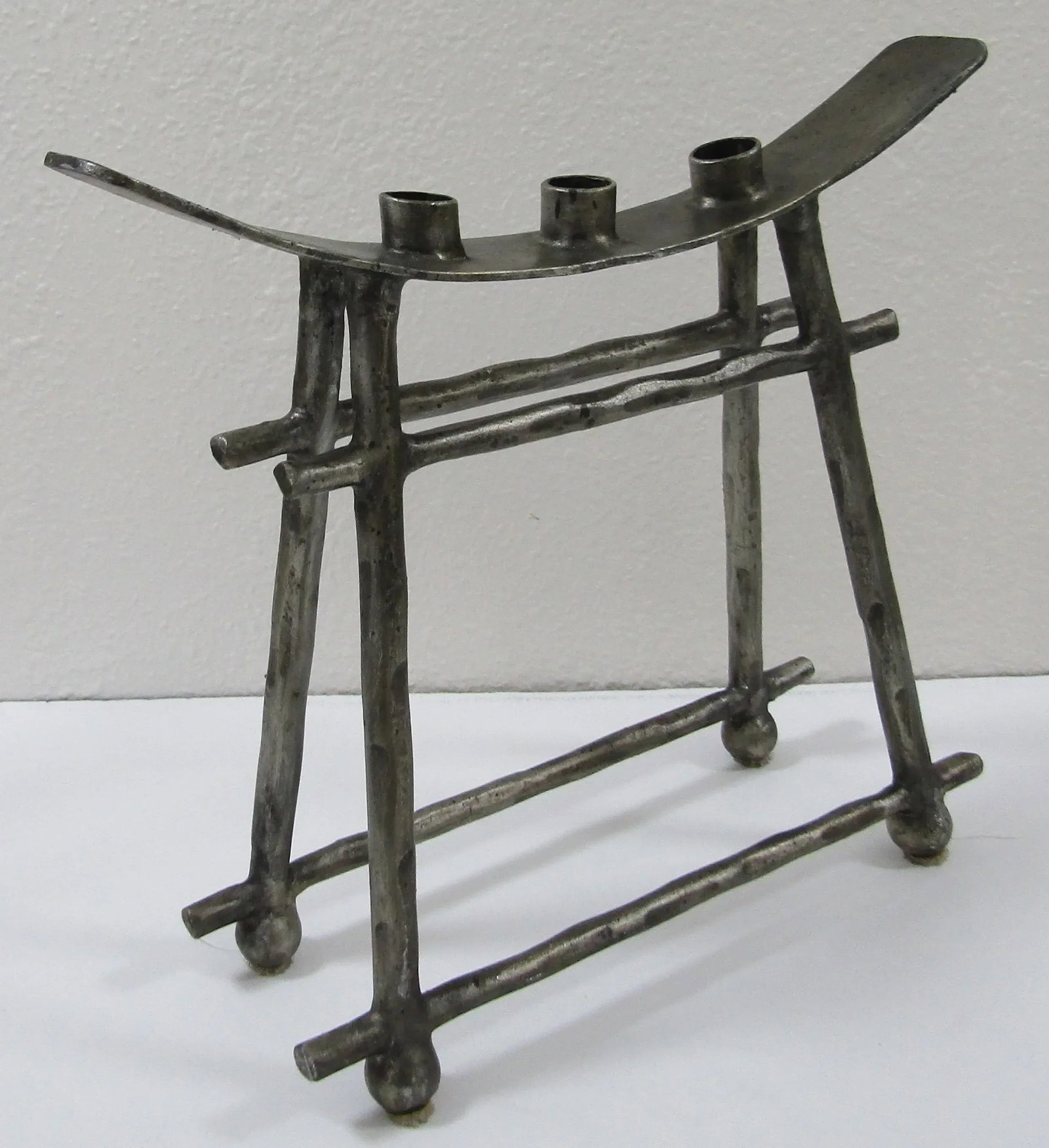 Matched Pair of Vintage Iron Camel Saddle Three Candle Holder Stands - 7