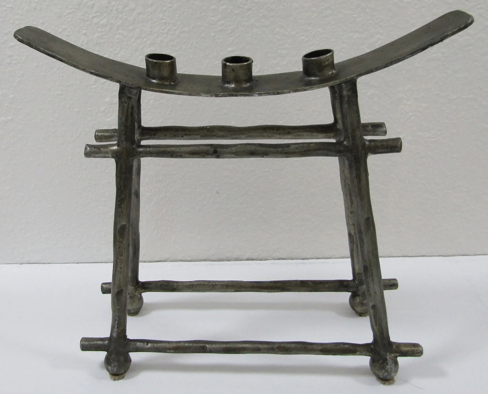 Matched Pair of Vintage Iron Camel Saddle Three Candle Holder Stands - 8
