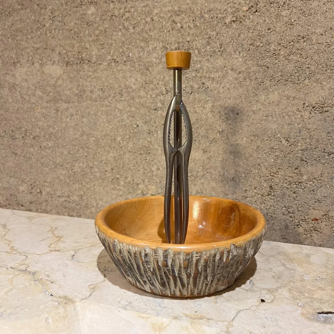 1960s Aldo Tura Carved Wood Bowl and Nutcracker Macabo Italy - 9