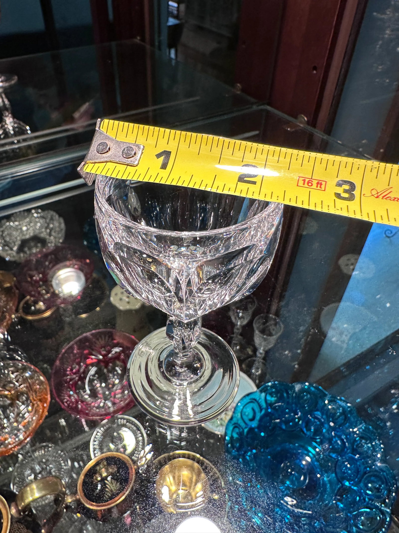 Set of 6 Antique Libbey Crystal Glass Port Wine Cut Panel Air Trap Bubble Stemware - 5