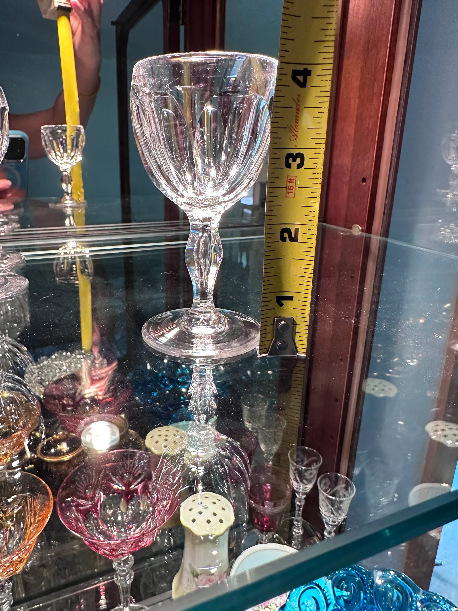 Set of 6 Antique Libbey Crystal Glass Port Wine Cut Panel Air Trap Bubble Stemware - 6