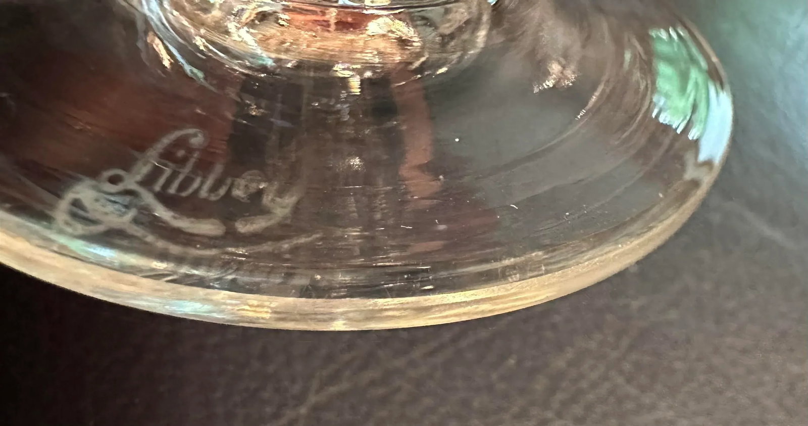 Set of 6 Antique Libbey Crystal Glass Port Wine Cut Panel Air Trap Bubble Stemware - 7