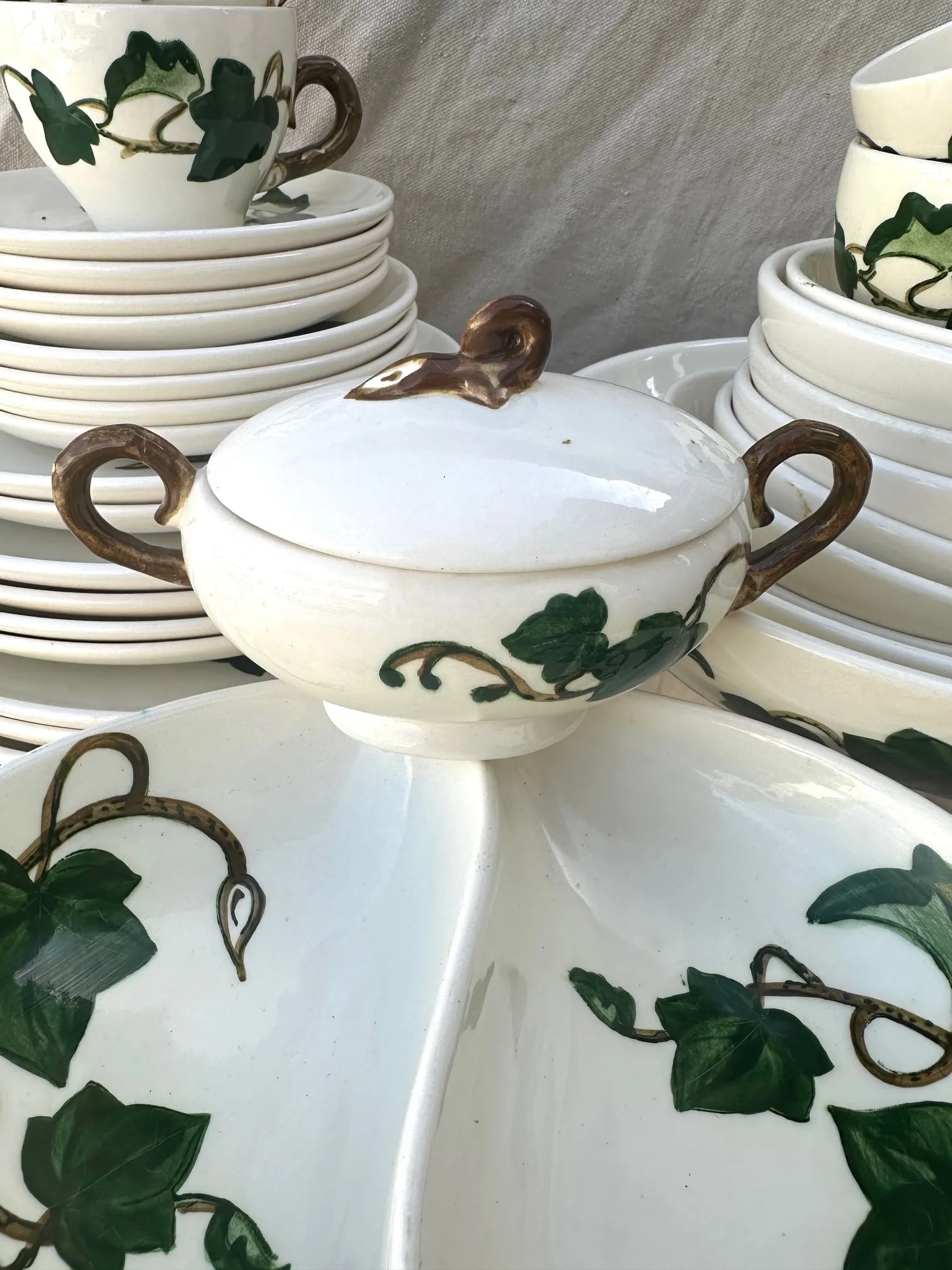 Vintage Ivy Print Dinnerware Set of 33 - 3