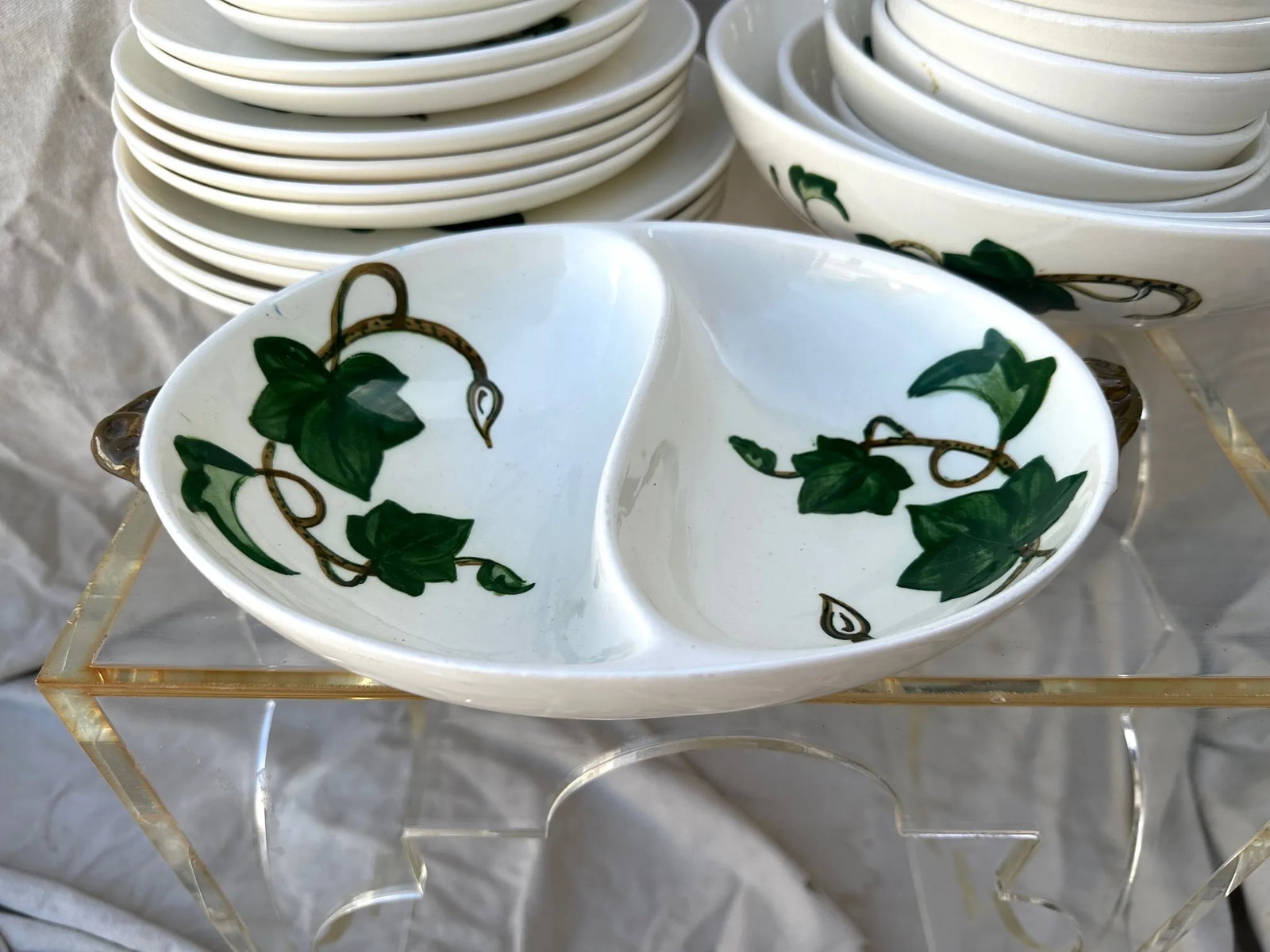 Vintage Ivy Print Dinnerware Set of 33 - 6