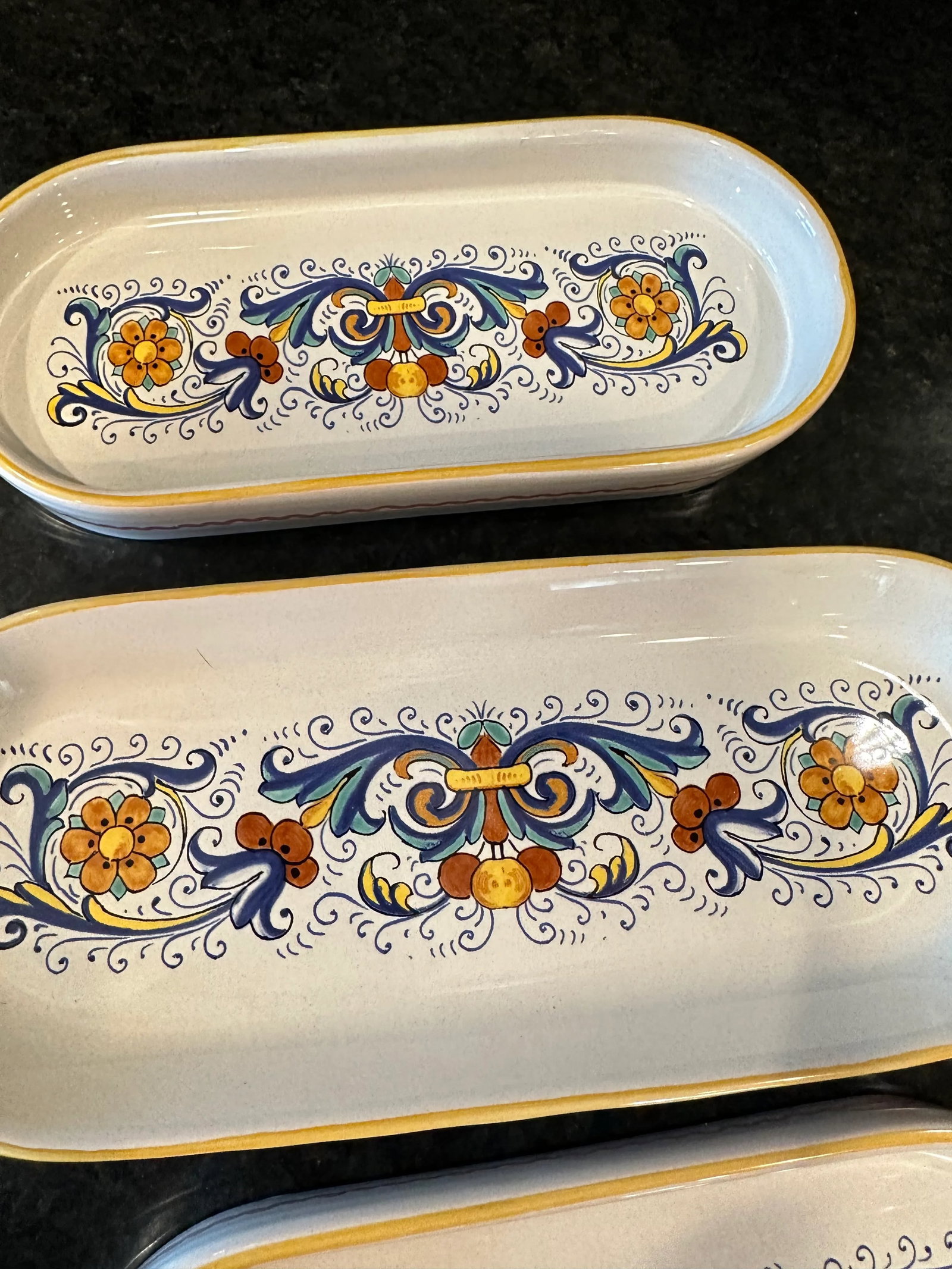 Vintage Ricco Deruta Majolica Italian Pottery Hand Painted Serving Trays - Set of 4 - 2