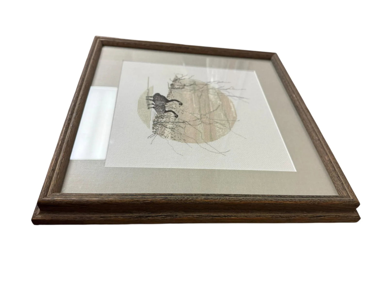 Vintage Framed 1984 P. Buckley Moss - Cameo Geese Cross Stitch - 8