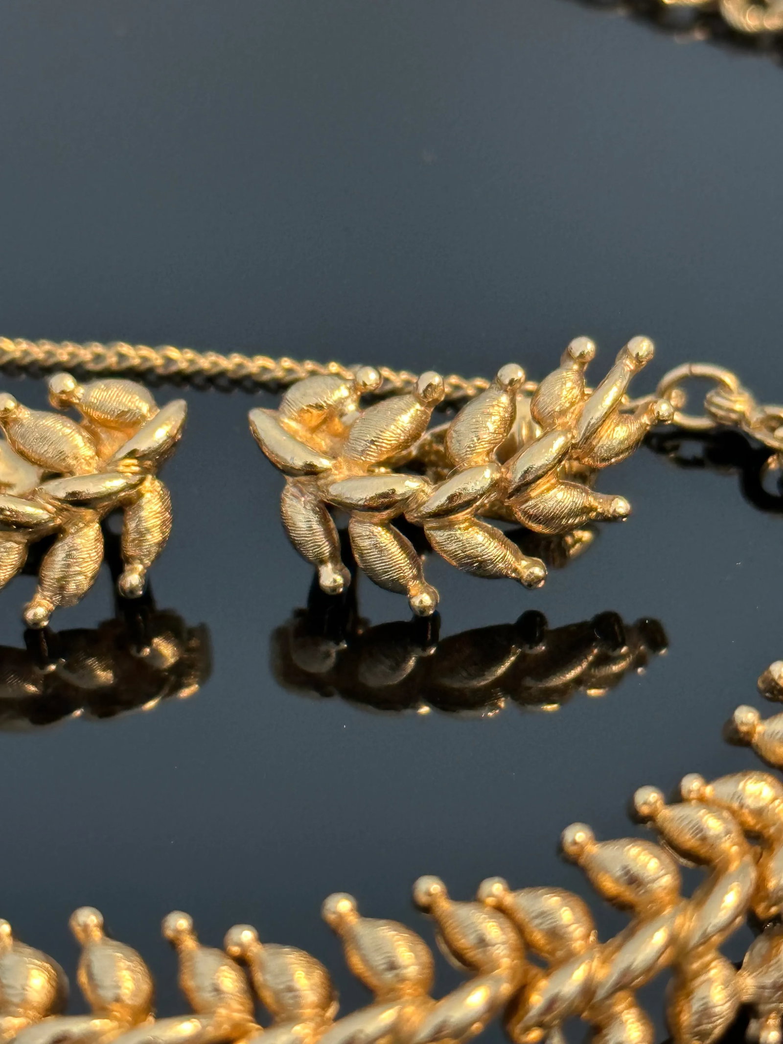 Vintage Monet Gold Tone Necklace Bracelet Earrings Set of 4 - 7