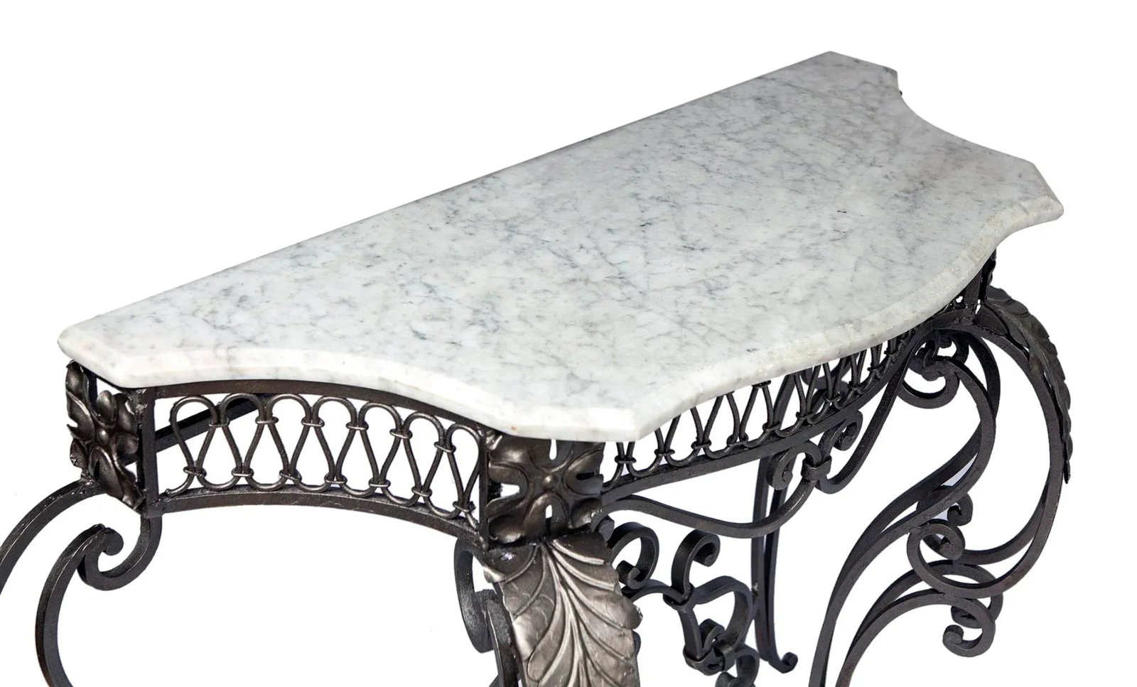 20th Century, Iron Console Carrara Marble Top - 4