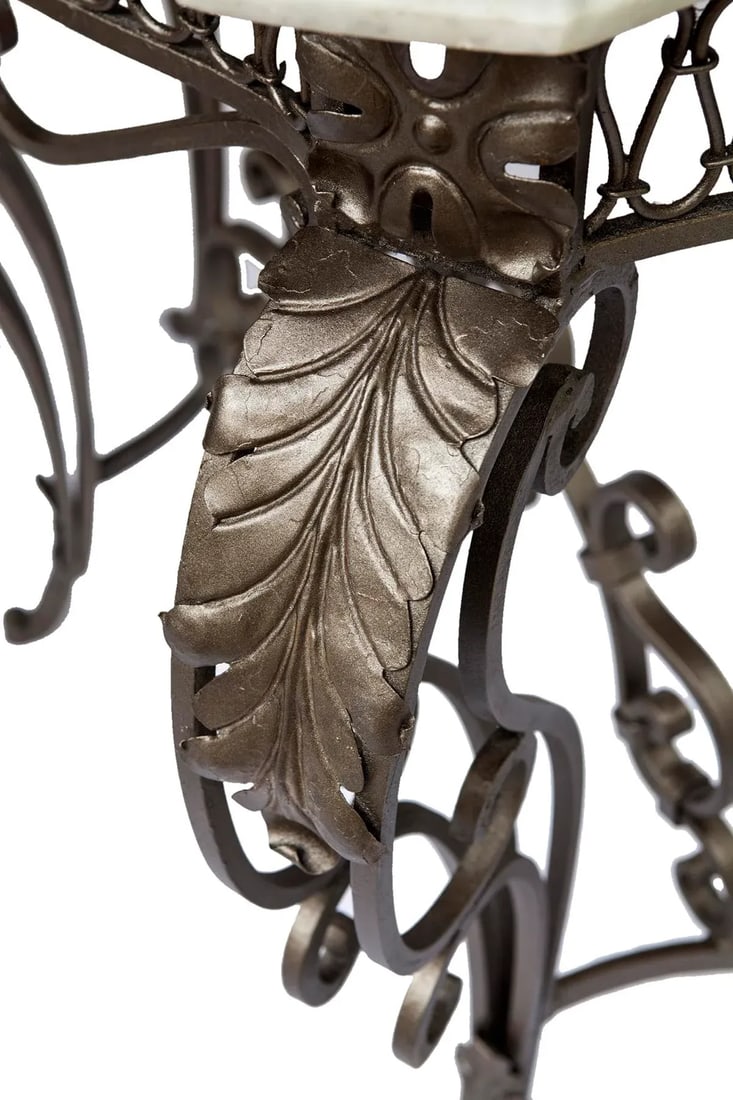 20th Century, Iron Console Carrara Marble Top - 6