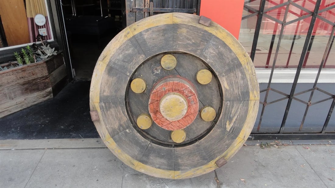 Vintage Industrial Gear Mold - Patinated Wood Sculpture From Portland Cement Factory - 2