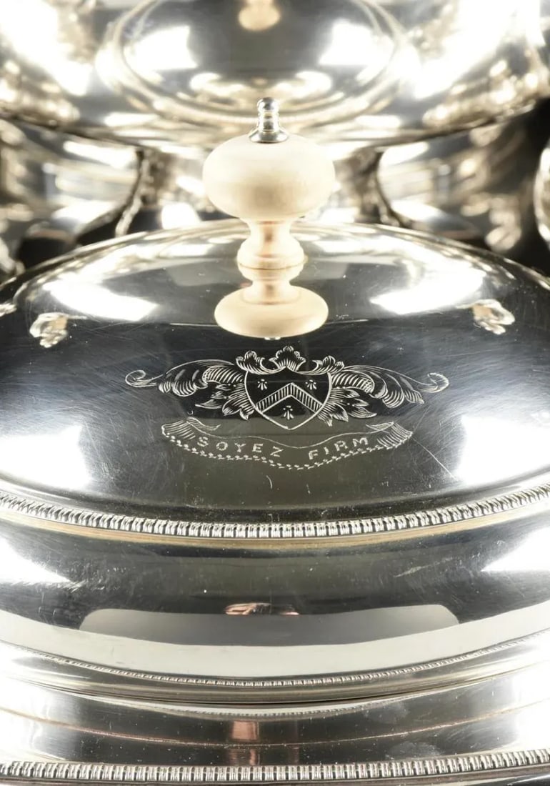 English Early 20th Century Silver Plate Lazy Susan Round Server Joseph Elliot and Sons Sheffield - 11