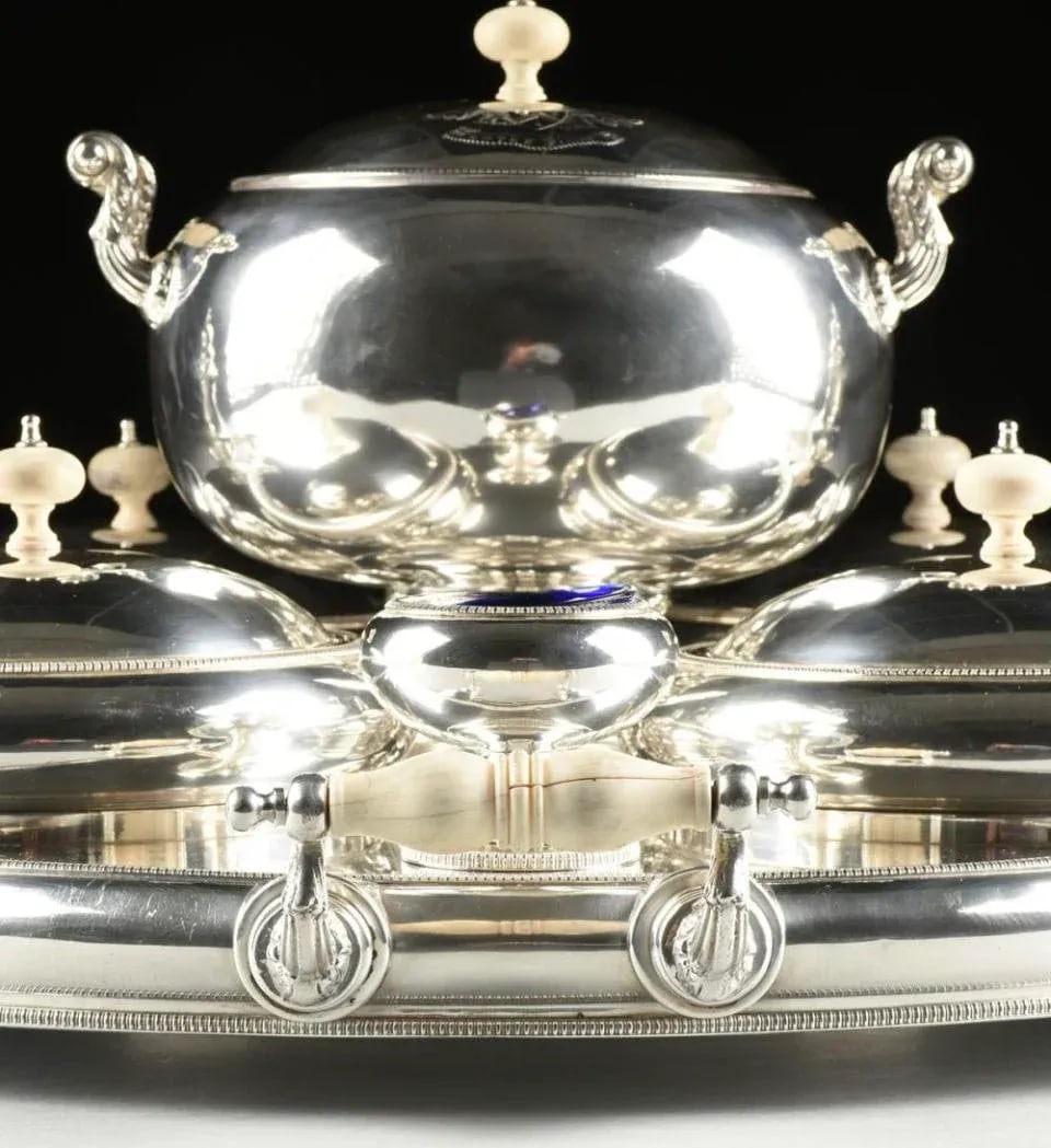 English Early 20th Century Silver Plate Lazy Susan Round Server Joseph Elliot and Sons Sheffield - 6
