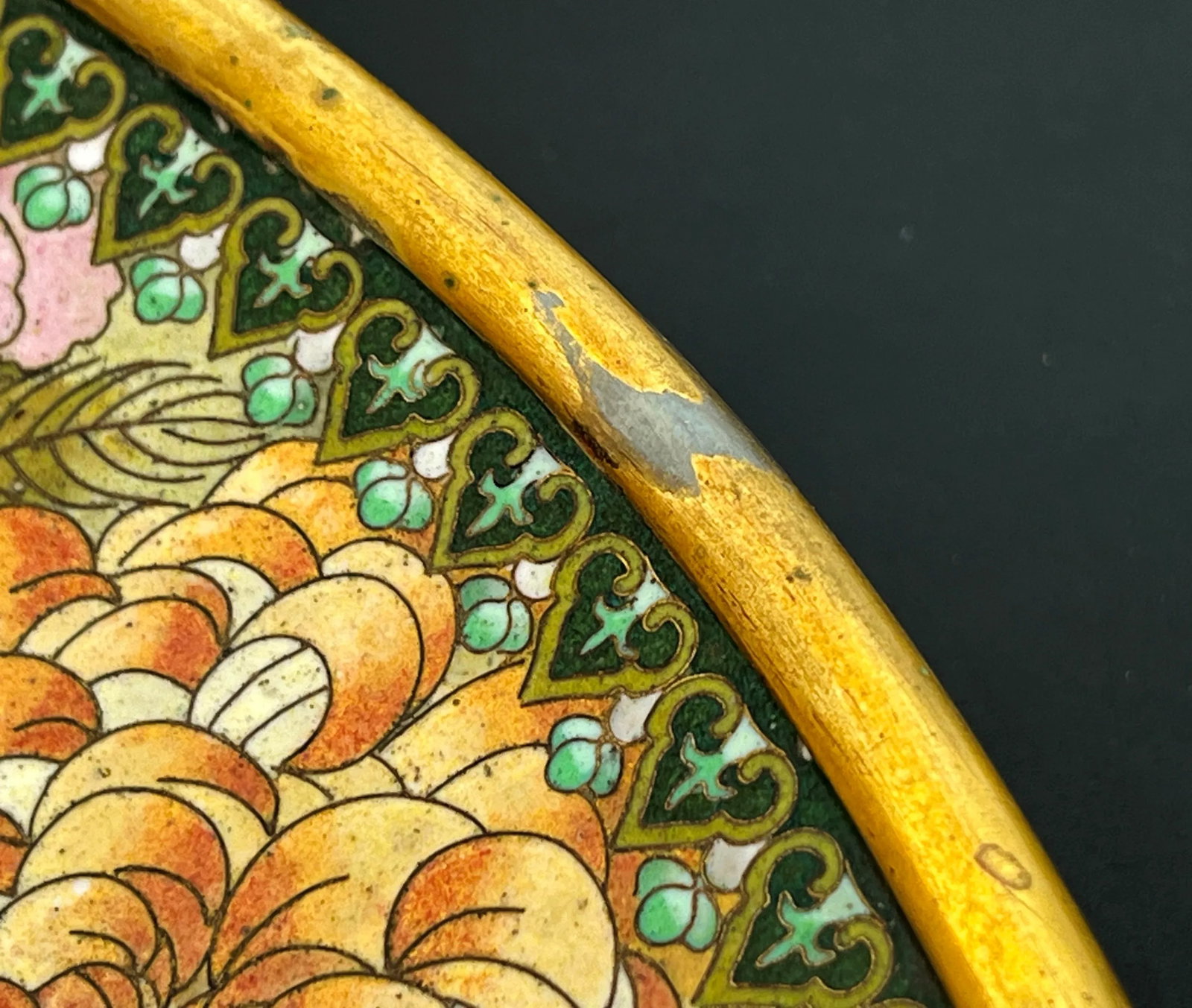 Monumental Antique 1920's Chinese Imperial Cloisonne Serving Tray / Charger - 7