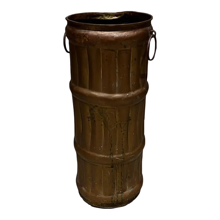 1940s French Umbrella Stand Solid Brass Faux Bamboo France (1 of 12)