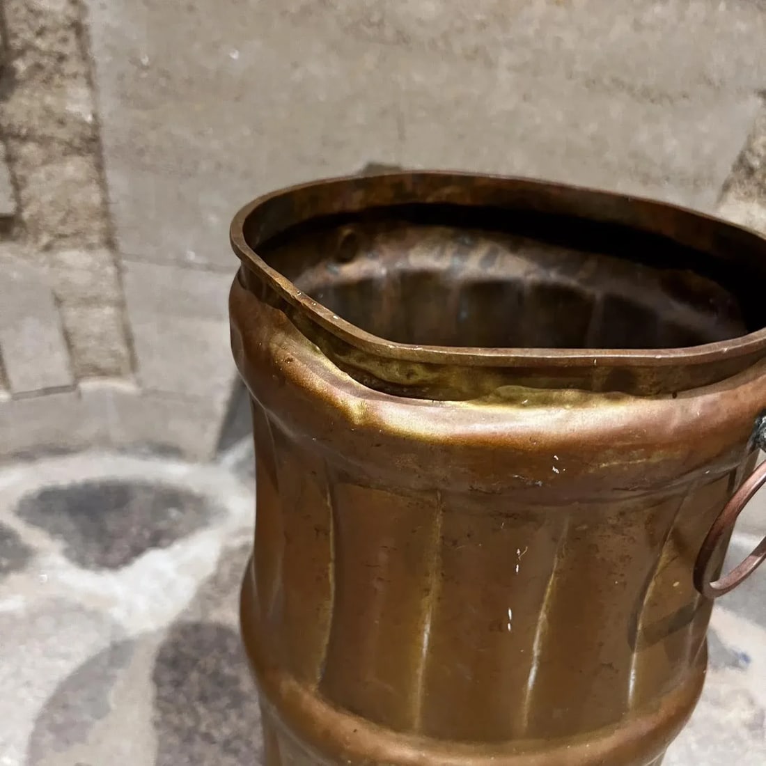 1940s French Umbrella Stand Solid Brass Faux Bamboo France - 7